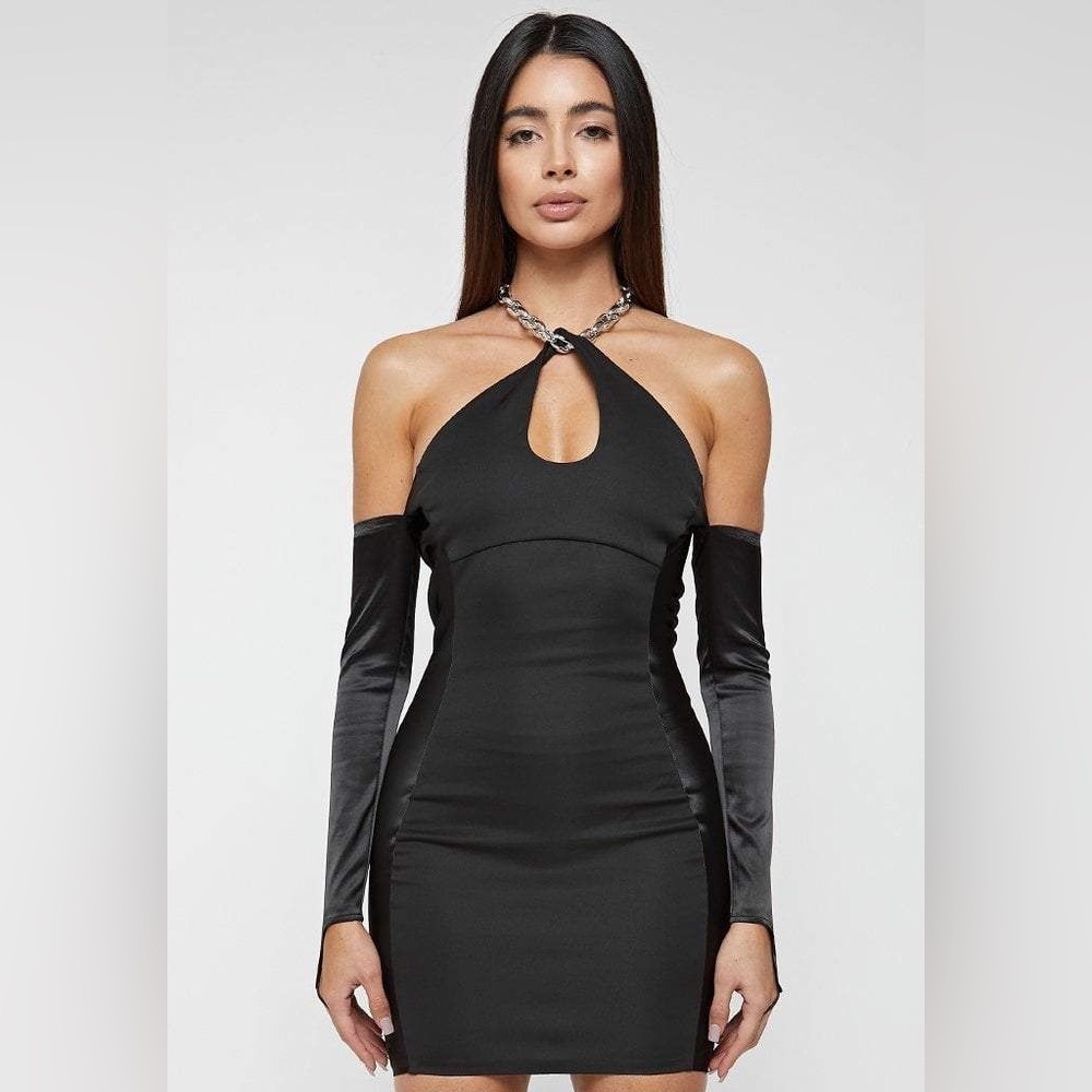 "Maniere De Voir Chain Halter Dress" New In Black  Rare!! 🖤🔥🖤